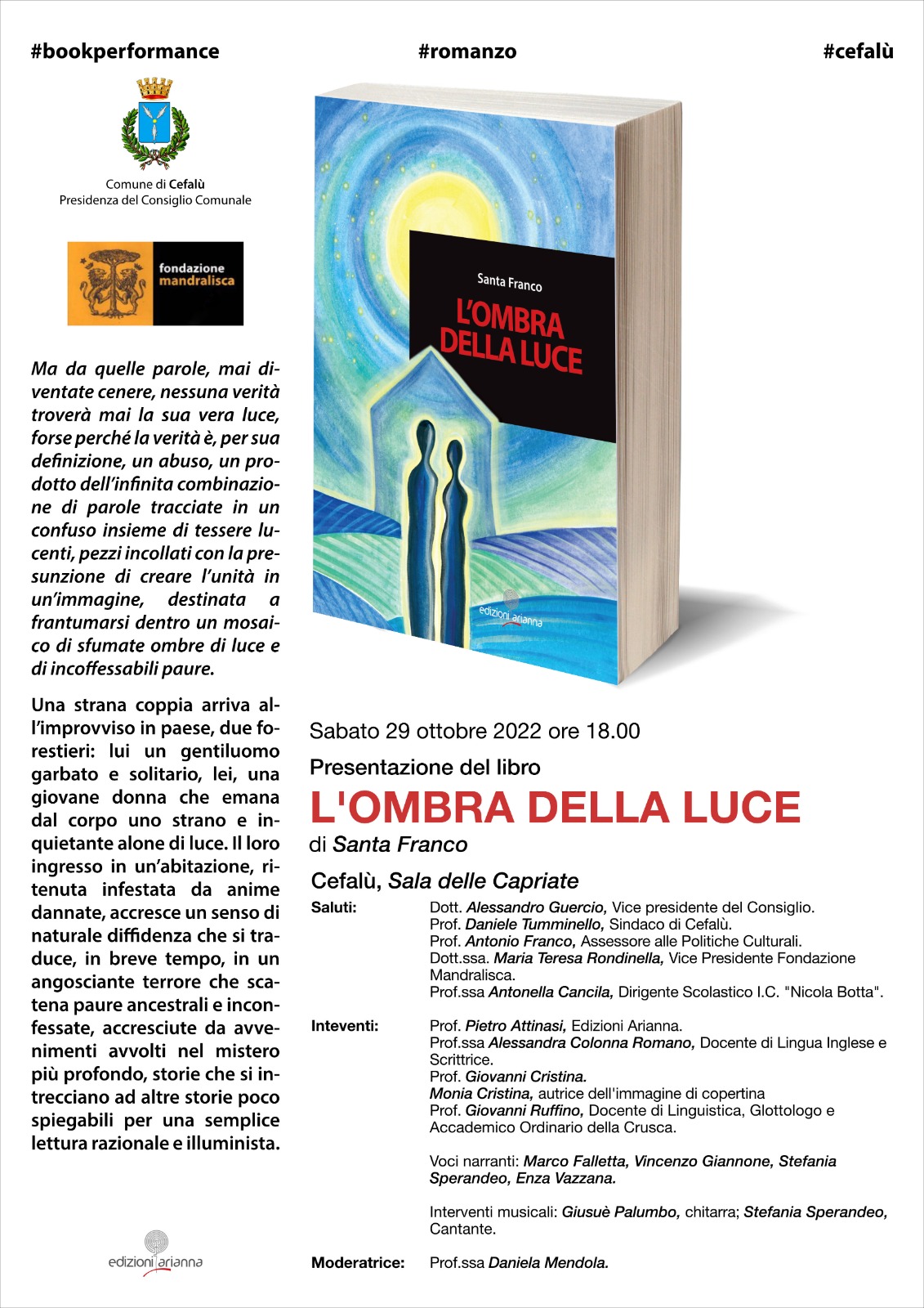 Santa Franco a Cefalù. Book Performance L'Ombra della luce – Edizioni  Arianna